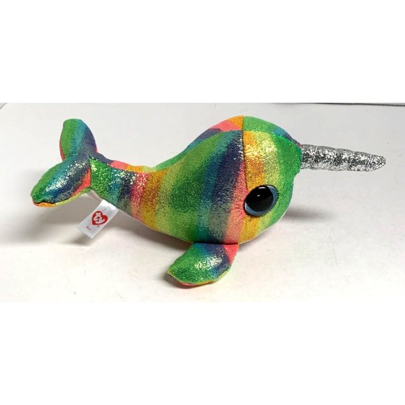Ty Beanie Boos New Nori Rainbow Norwhal Plush Stuffed Animal Toy 8.5 in length - Picture 3 of 4